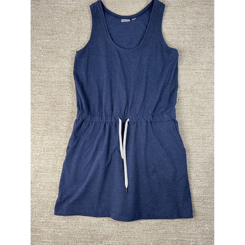 Zella Womens Blue Sleeveless Knit Drawstring Waist Pocket Dress Size M